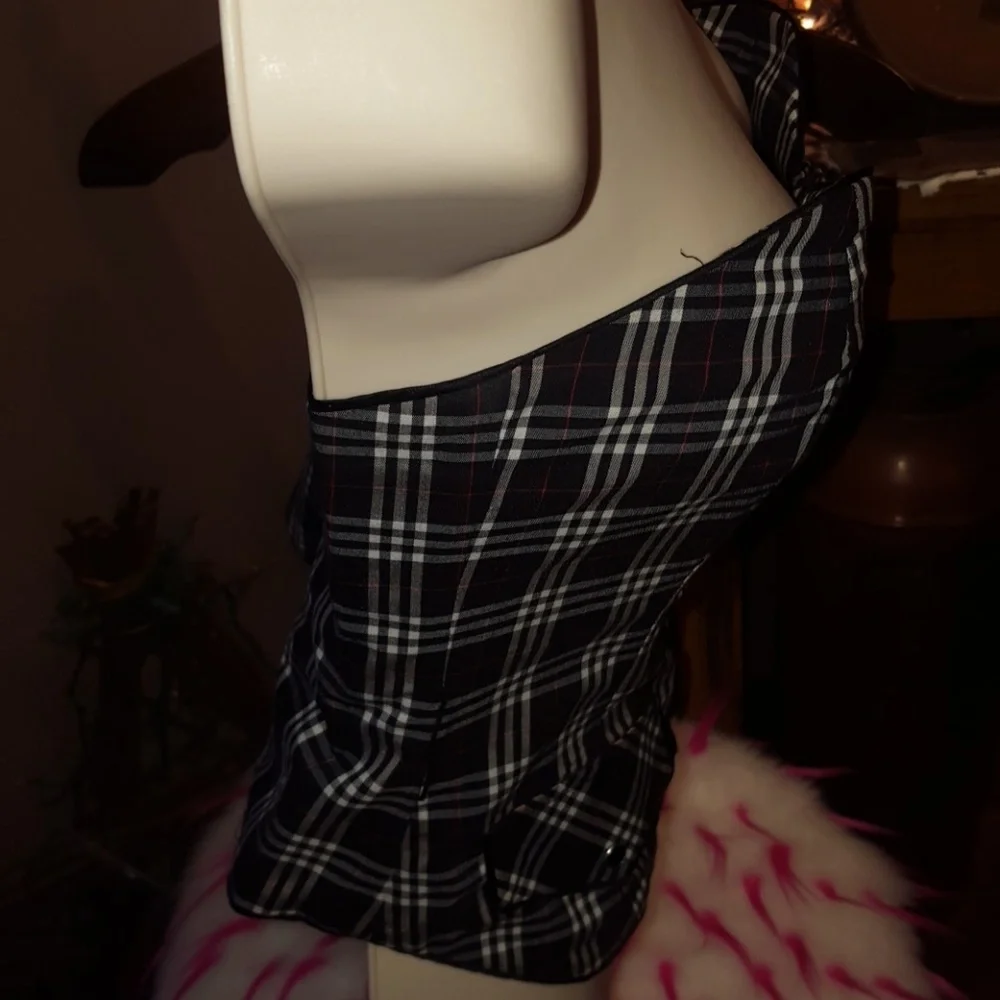Bebe plaid rhinestone snap tube top size 0 - Picture 5 of 8